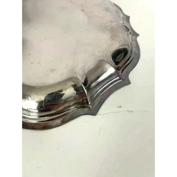 VTG Chippendale Silver Plated Trinket Dish 11" X 9" Scalloped Edges Platter - Picture 2 of 12